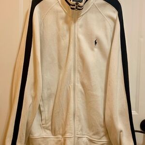 Ralph Lauren Men's White and Black Zip-Up Sweater